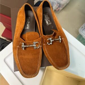 Salvatore Ferragamo Men's Burnt Orange Suede Loafers